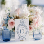 French Blue Ornate Baroque Wedding  Kaart<br><div class="desc">This wedding table number design features a blue French fine art antique frame on a white background. You can add your initials to the frame on the bottom. An elegant design that any sophisticated bride will love.</div>
