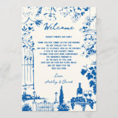 French Blue Pastoral  Wedding Letter and Itinerary Programmakaart (Voorkant)