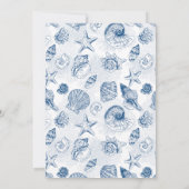 French Blue  Seashell Toile Classic Wedding Kaart (Achterkant)