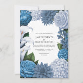 French Blue, Storm Slate & Petal Fog Wedding Kaart (Voorkant)