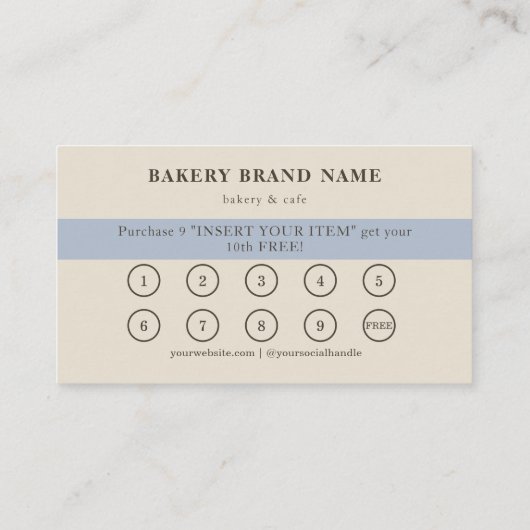 French Blue Stripes Bakkerij Logo Loyalty Punch Visitekaartje (Achterkant)