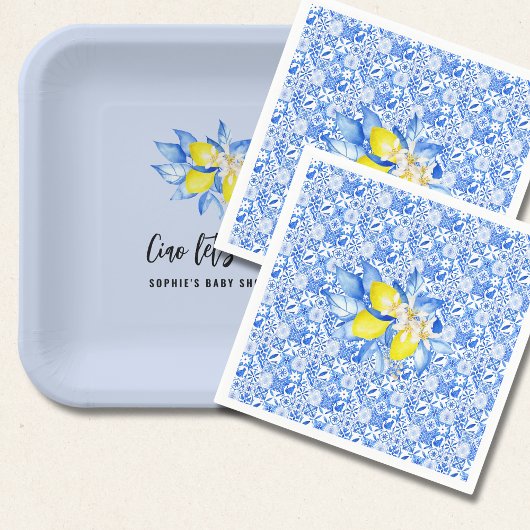 French Blue Tiles, Ciao Baby, Lemons  Servet