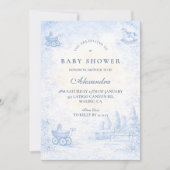 French Blue Toile Baby Shower Kaart (Voorkant)