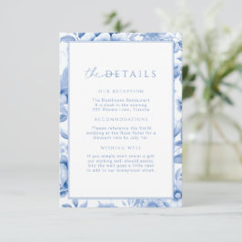 French Blue Toile Floral Wedding Details Invoegen Informatiekaartje