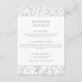 French Blue Toile Floral Wedding Details Kaarten (Voorkant)