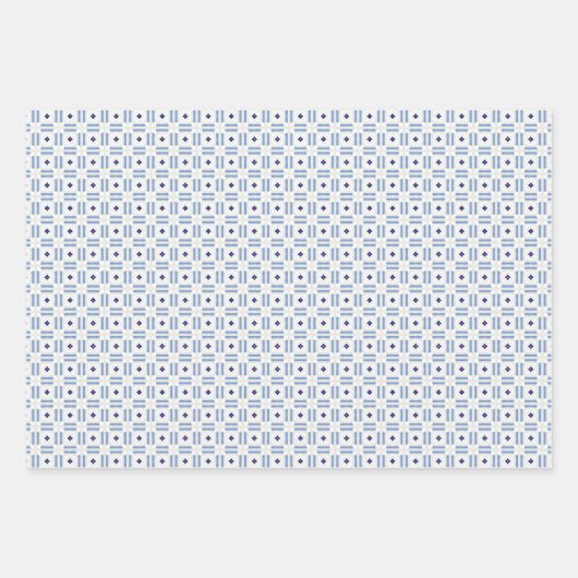 French Blue Trio 1 Geometrische set van wikkelpapi Inpakpapier Vel (Voorkant 3)