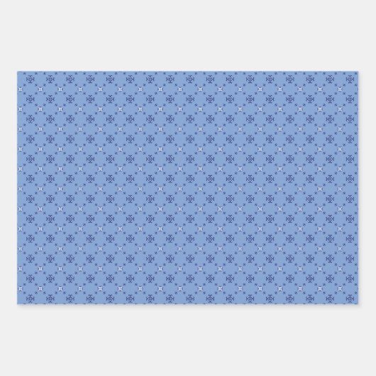 French Blue Trio 1 Geometrische set van wikkelpapi Inpakpapier Vel (Voorkant)