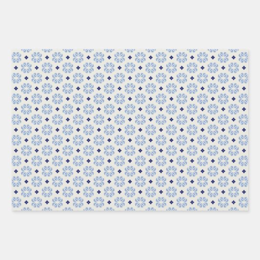 French Blue Trio 3 Geometrische set van wikkelpapi Inpakpapier Vel (Voorkant)