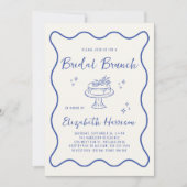 French Blue Wavy Frame Cream Bridal Brunch Shower Kaart (Voorkant)