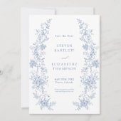 French Blue Wedding Bewaar de datumfoto Kaart (Voorkant)