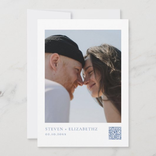 French Blue Wedding Bewaar de datumfoto Kaart (Achterkant)