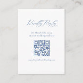 French Blue Wedding RSVP QR code Enclosure Kaart (Voorkant)
