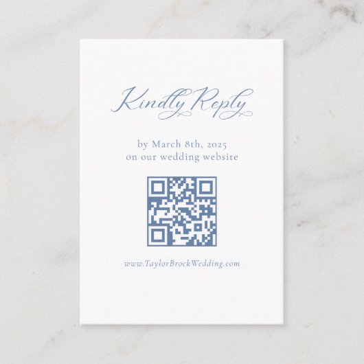 French Blue Wedding RSVP QR code Enclosure Kaart (Voorkant)
