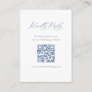 French Blue Wedding RSVP QR code Enclosure Kaart