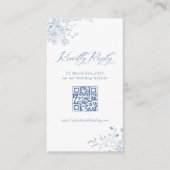 French Blue Wedding RSVP QR-code Informatiekaartje (Voorkant)