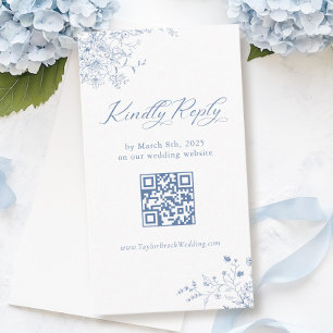 French Blue Wedding RSVP QR-code Informatiekaartje