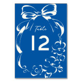 French Blue Whimsical Bow and Floral Frame Wedding Kaart (Achterkant)