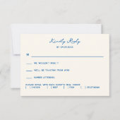 French Blue Whimsical Pastoral Wedding Invitation, RSVP Kaartje (Voorkant)