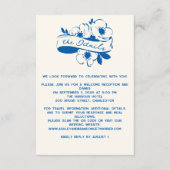 French Blue Whimsical Ribbon Crest Wedding  Informatiekaartje (Voorkant)