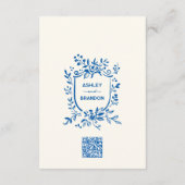 French Blue Whimsical Ribbon Crest Wedding  Informatiekaartje (Achterkant)