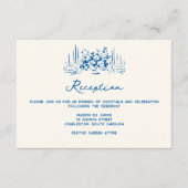 French Blue Whimsical Wedding Reception  Informatiekaartje (Voorkant)