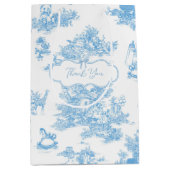 French Blue White Toile de Jouy Bear Baby Shower Medium Cadeauzakje (Voorkant)