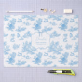 French Blue White Toile de Jouy Bear Baby Shower Tissuepapier (Craft)