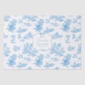 French Blue White Toile de Jouy Bear Baby Shower Tissuepapier (Voorkant)