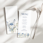 French Blue Wildflower Meadow Wedding Menu Kaart