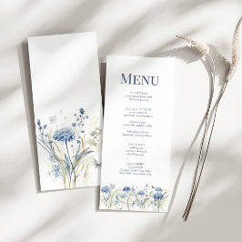 French Blue Wildflower Meadow Wedding Menu Kaart