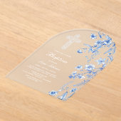 French Blue Wildflowers Arch Baptism Acryl Uitnodigingen (Laagn)