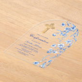 French Blue Wildflowers Arch bevestiging Acryl Uitnodigingen (Laagn)