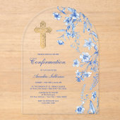 French Blue Wildflowers Arch bevestiging Acryl Uitnodigingen (Voorkant)