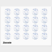 French Blue Wildflowers Bedankt Ronde Sticker (Vel)