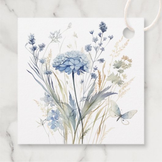 French Blue Wildflowers Meadow Welcome Gift Label (Achterkant)
