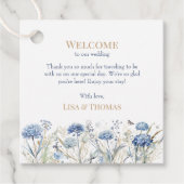 French Blue Wildflowers Meadow Welcome Gift Label (Voorkant)