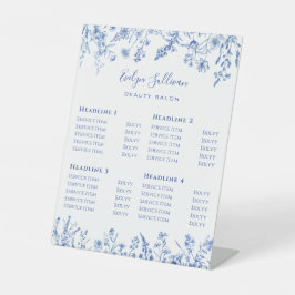French Blue Wildflowers Prijslijst Reclamebord Met Voetstuk