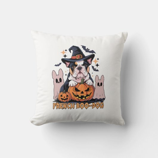 French Boo Dog Cute Frenchie Halloween Ghost Dog T Kussen (Voorkant)