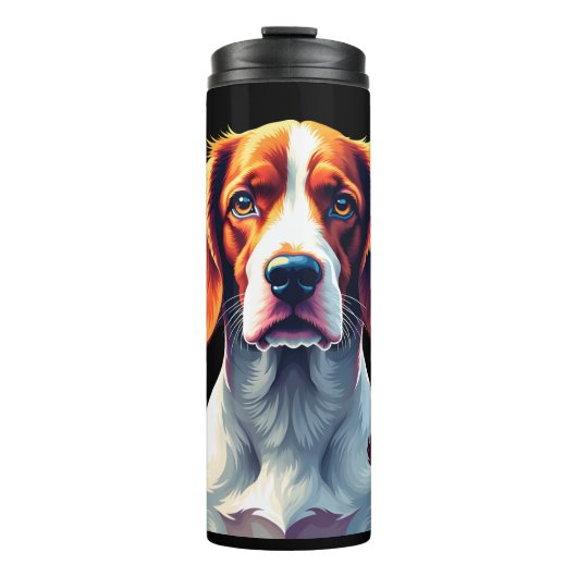 French Brittany Spaniel Moeder Vader Hondengezicht Thermosbeker (Voorkant)