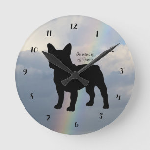 French Bull Dog Remembrance Wall Clock Ronde Klok