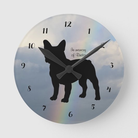 French Bull Dog Remembrance Wall Clock Ronde Klok (Voorkant)