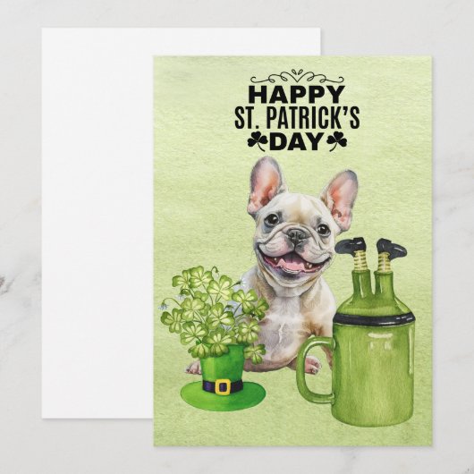 French Bull Dog St. Patrick's Day Pet en bier Feestdagenkaart (Voorkant / Achterkant)