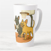 French Bull Dogs playing basketball. Latte Mok (Rechterhoek)