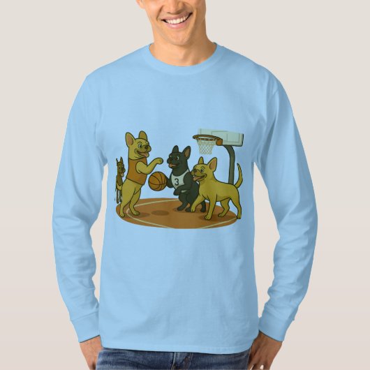 French Bull Dogs playing basketball. T-shirt (Voorkant)