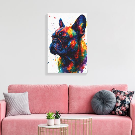 French Bulldog Abstract Portrait – Splatter Style Canvas Afdruk (Insitu (Woonkamer))