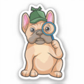 French bulldog as Detective with Magnifying glass Sticker (Voorkant)
