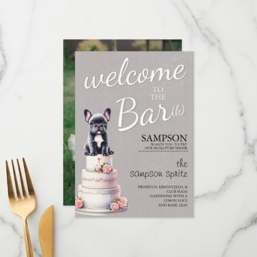 French Bulldog Bar Menu (Voorkant / Achterkant in situ)