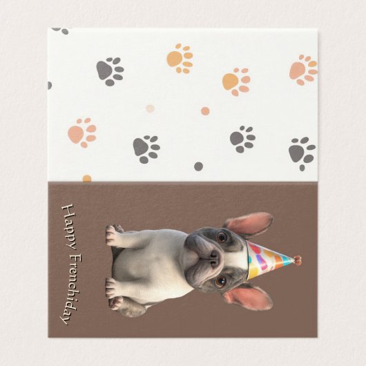French Bulldog Birthday Card Kaart (Buitenkant ongevouwen)