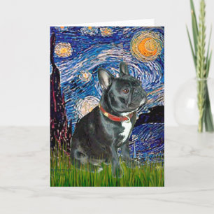 French Bulldog (black 11) - Starry Night (groen) Kaart