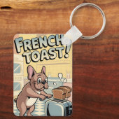 French Bulldog Breakfast Cartoon Art Sleutelhanger (Achterkant)